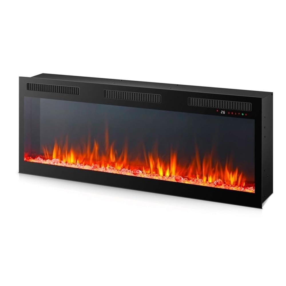82 Inch Fireplace TV Console with Adjustable Shelves D6434