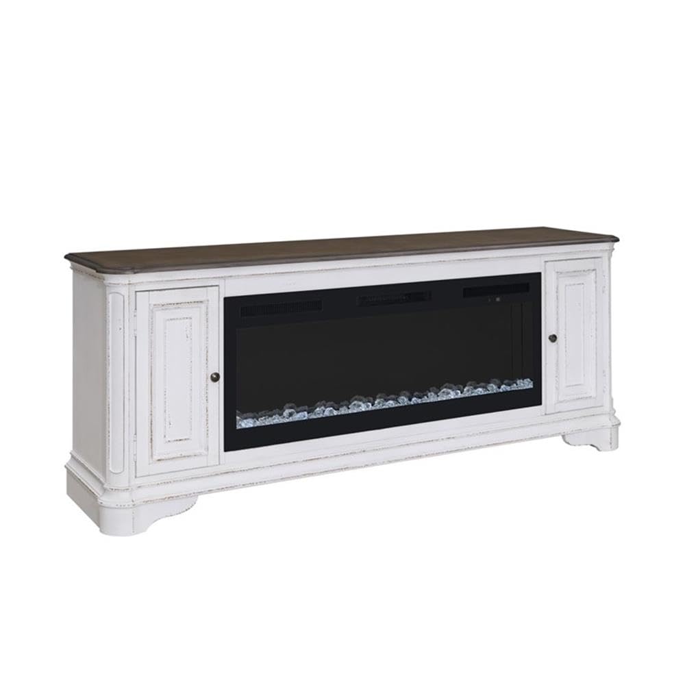 82 Inch Fireplace TV Console with Adjustable Shelves D6434