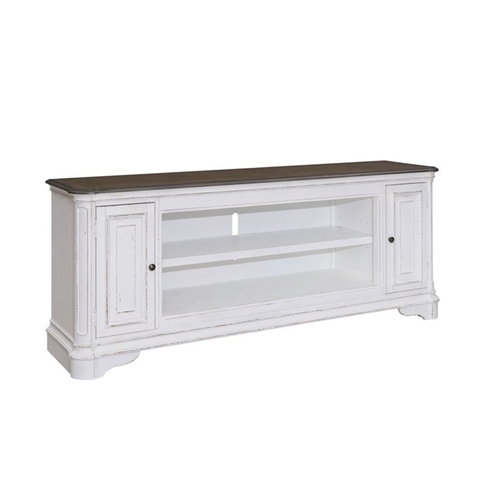 82 Inch Fireplace TV Console with Adjustable Shelves D6434