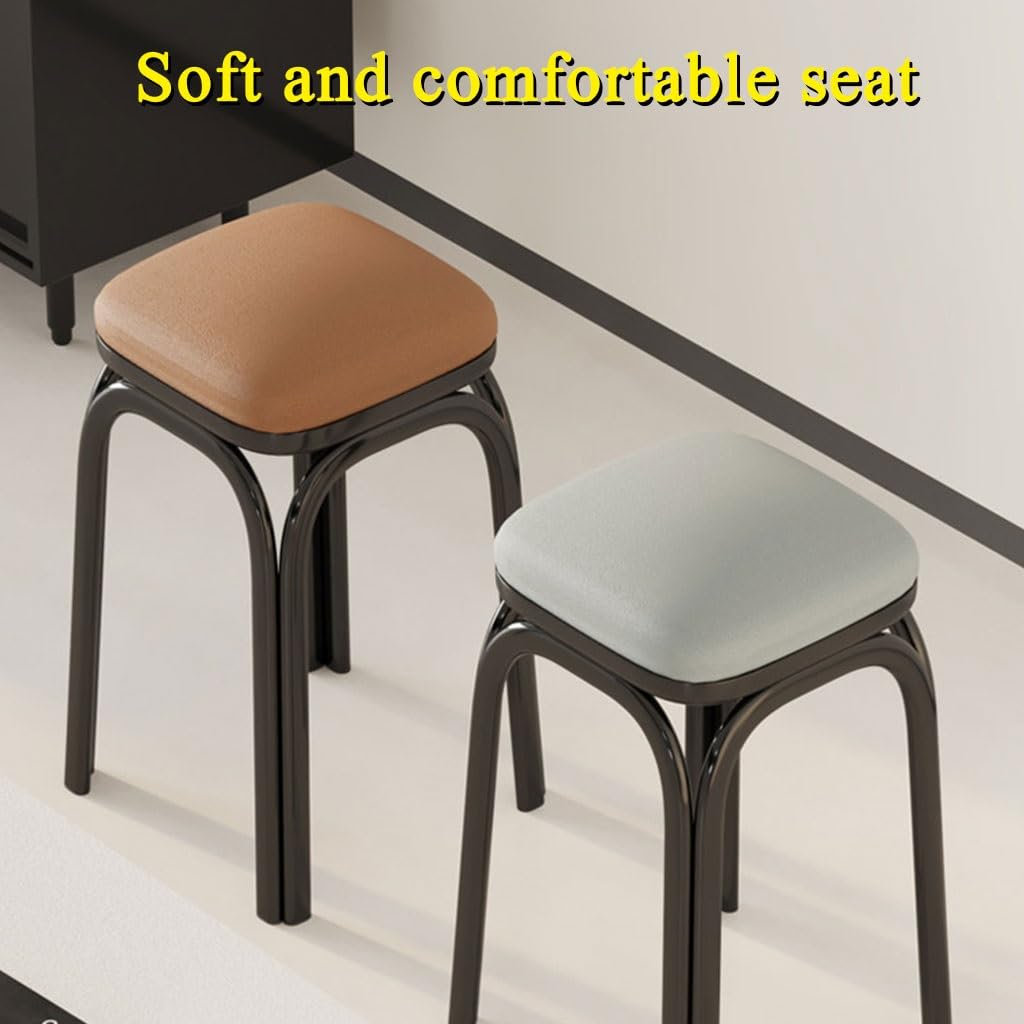Light Grey Square Stacking Stools with Steel Legs W338