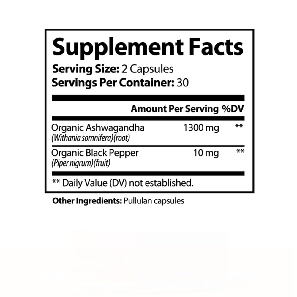 Ashwagandha with Black Pepper Extract 60 Veggie Capsules Y853060