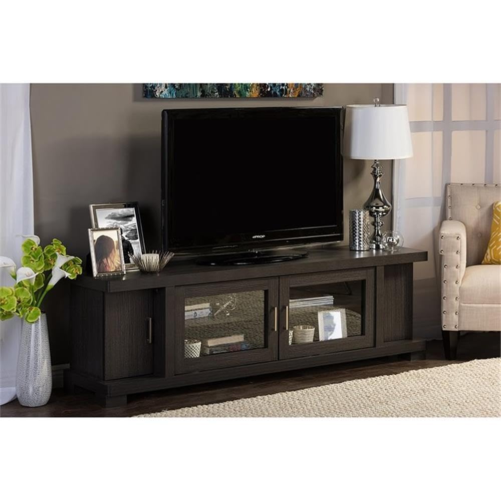 70" Espresso Engineered Wood TV Stand Console S181335