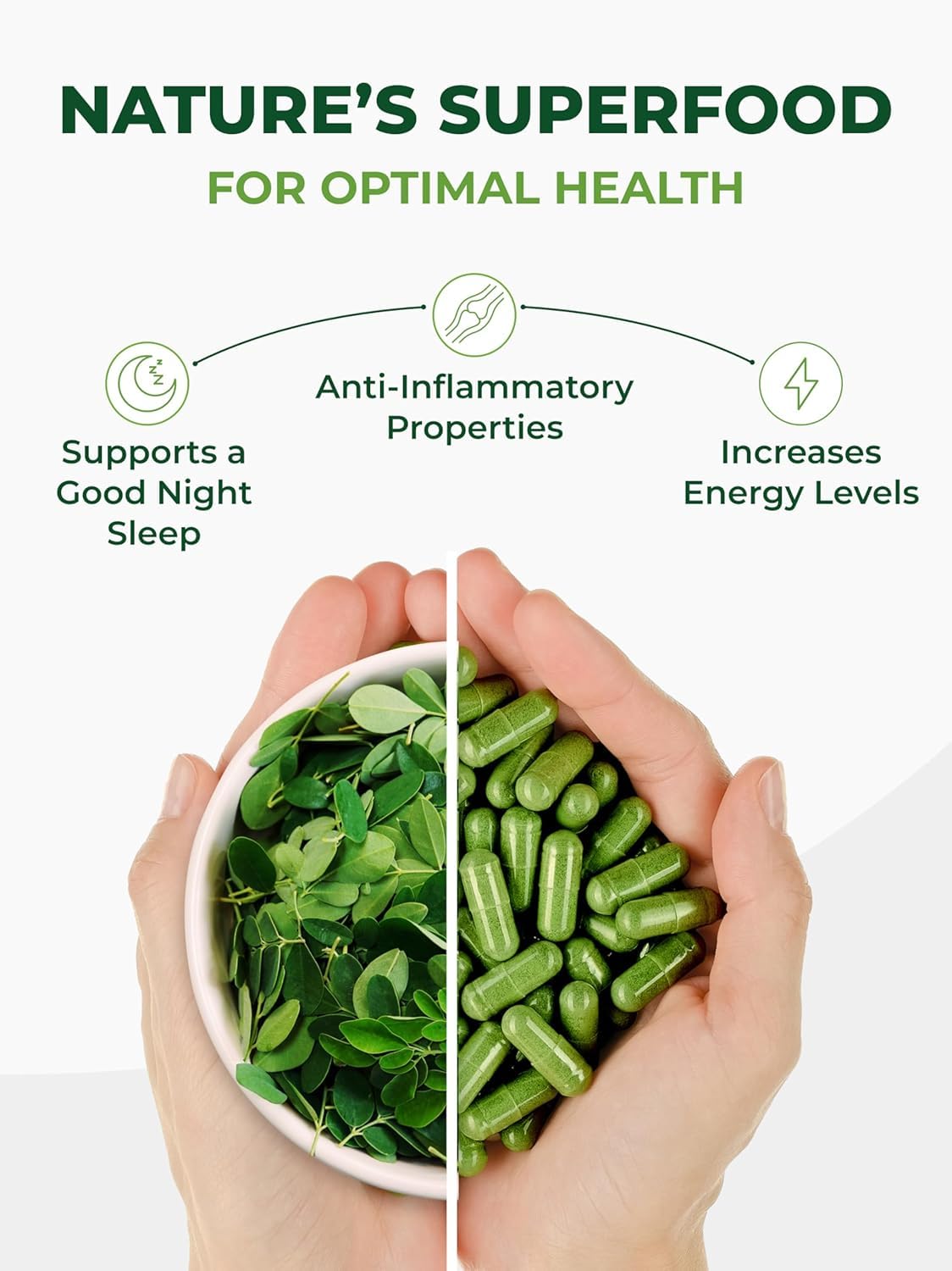 Organic Moringa Capsules 500mg 120ct Pack of 2 X1820