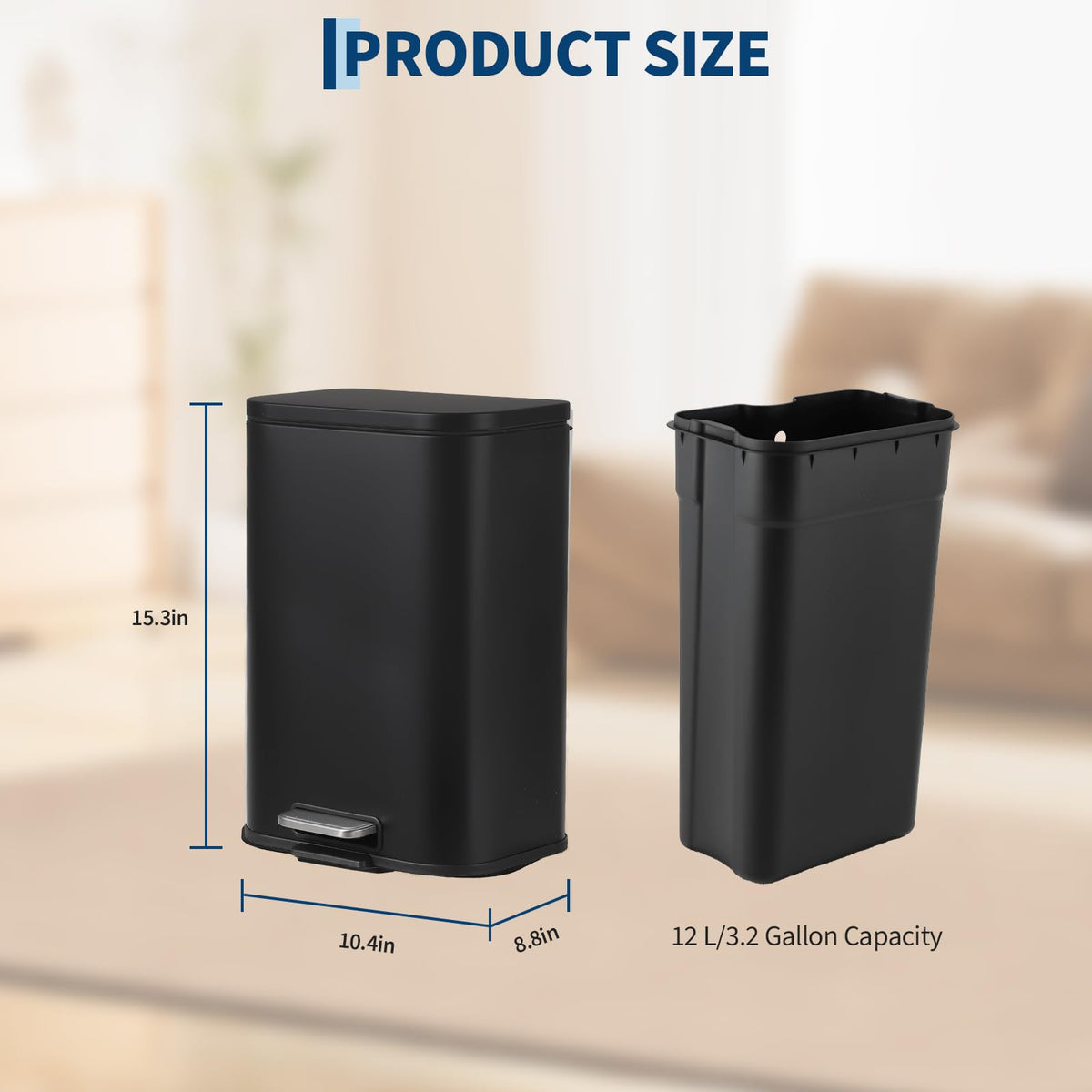 8 gal Stainless Steel Step Trash Can H96830