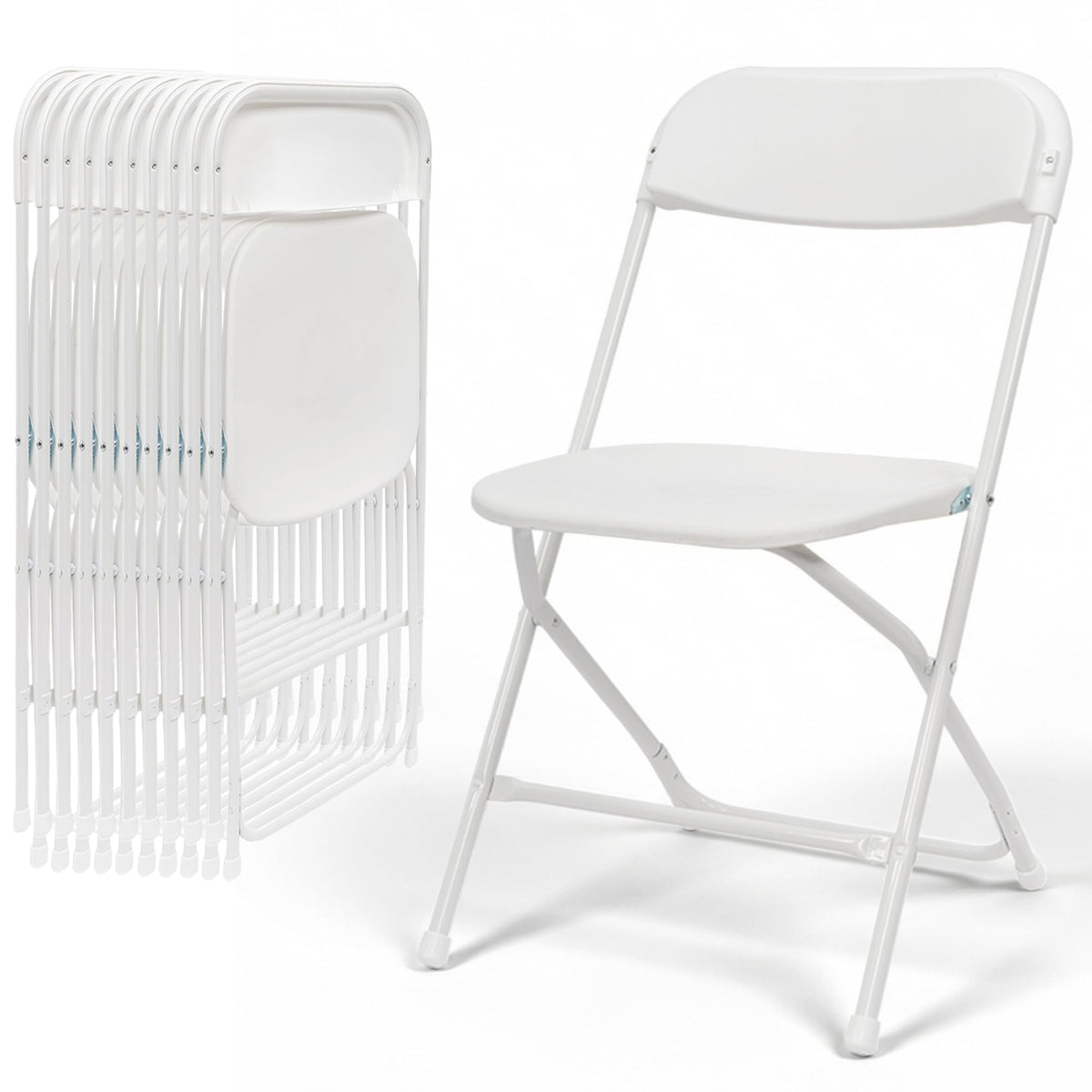 White 10 Pack Plastic Folding Chairs with Steel Frame A8244