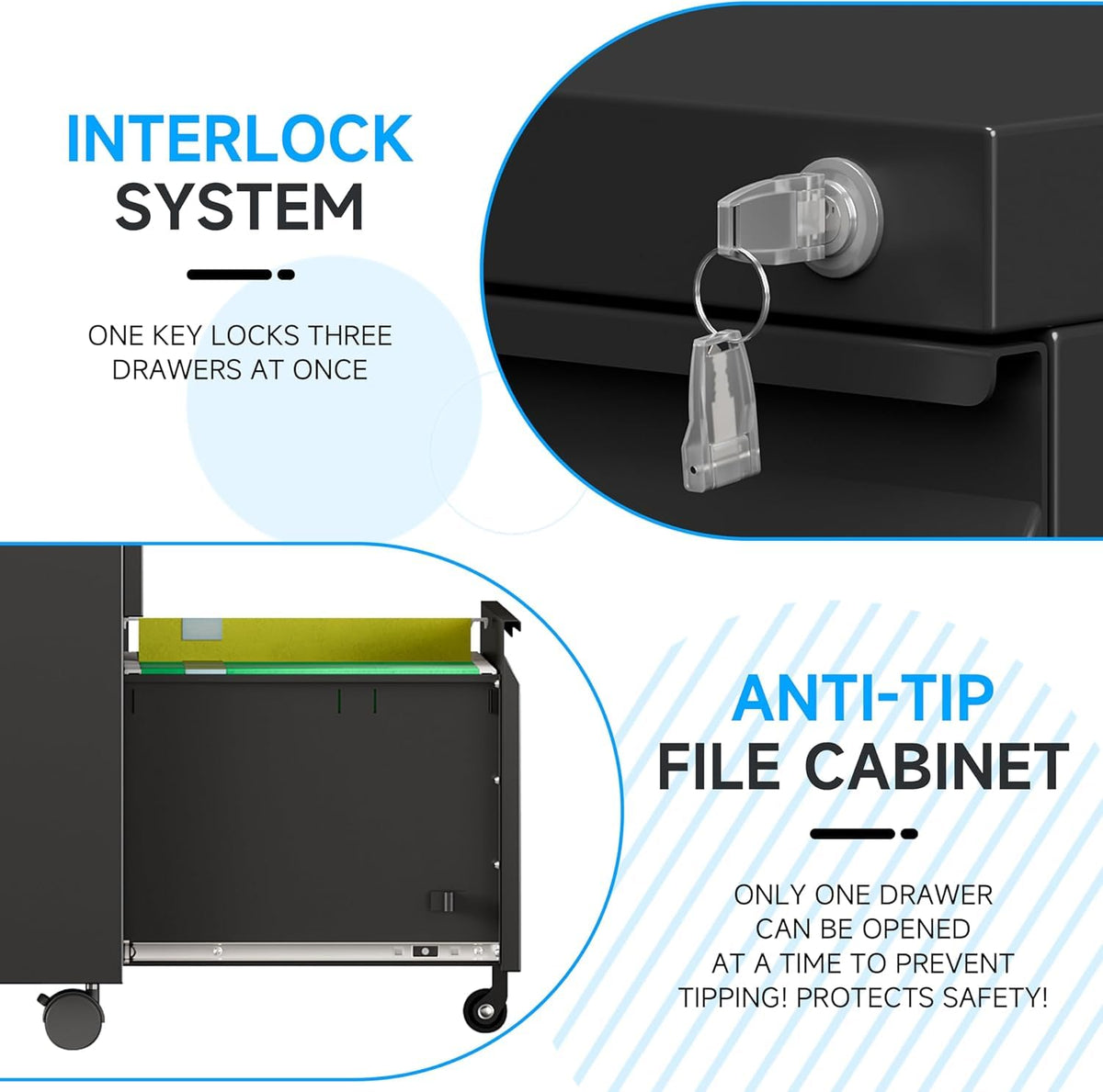 2 Drawer Mobile File Cabinet with Lock X914225