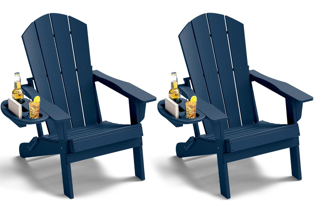 Folding Adirondack Chairs Set of 2 Navy Blue I924107