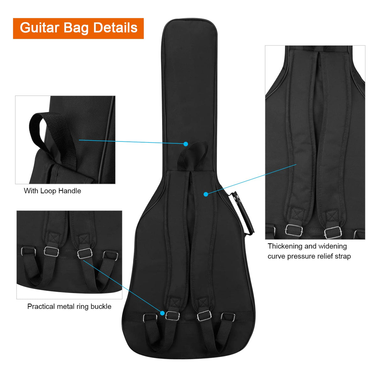 36 Inch Acoustic Guitar Case Soft Padded Gig Bag U929856