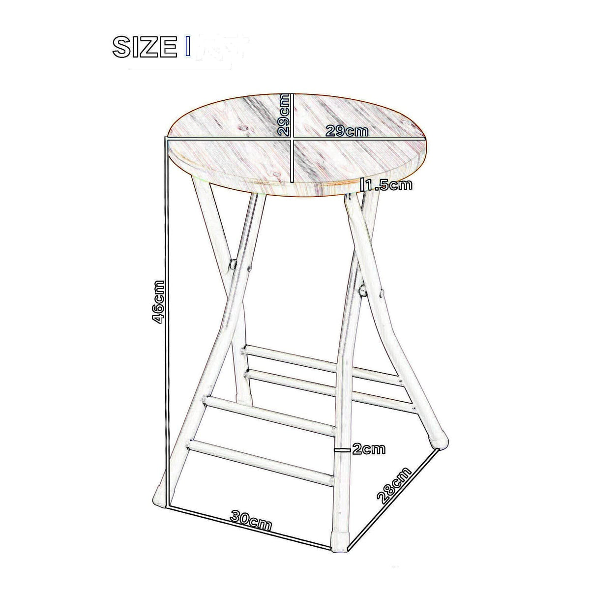 Folding Stool Round Wooden Board X298037
