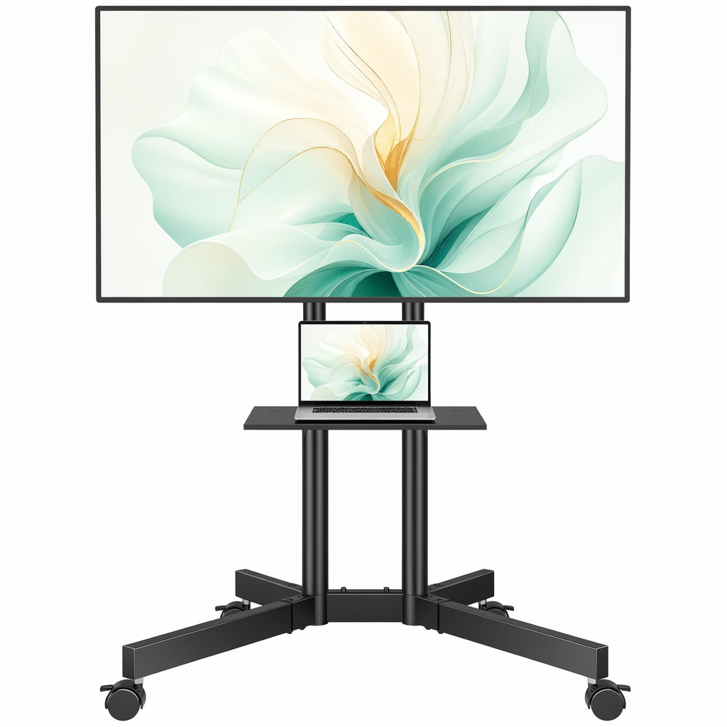 Rolling TV Stand with Tilt, Black H314
