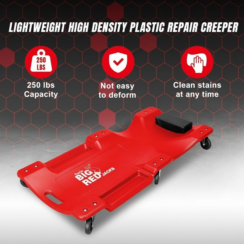 40" Plastic Rolling Creeper with Padded Headrest and 6 Casters B58362