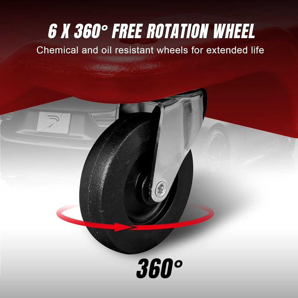 40" Plastic Rolling Creeper with Padded Headrest and 6 Casters B58362