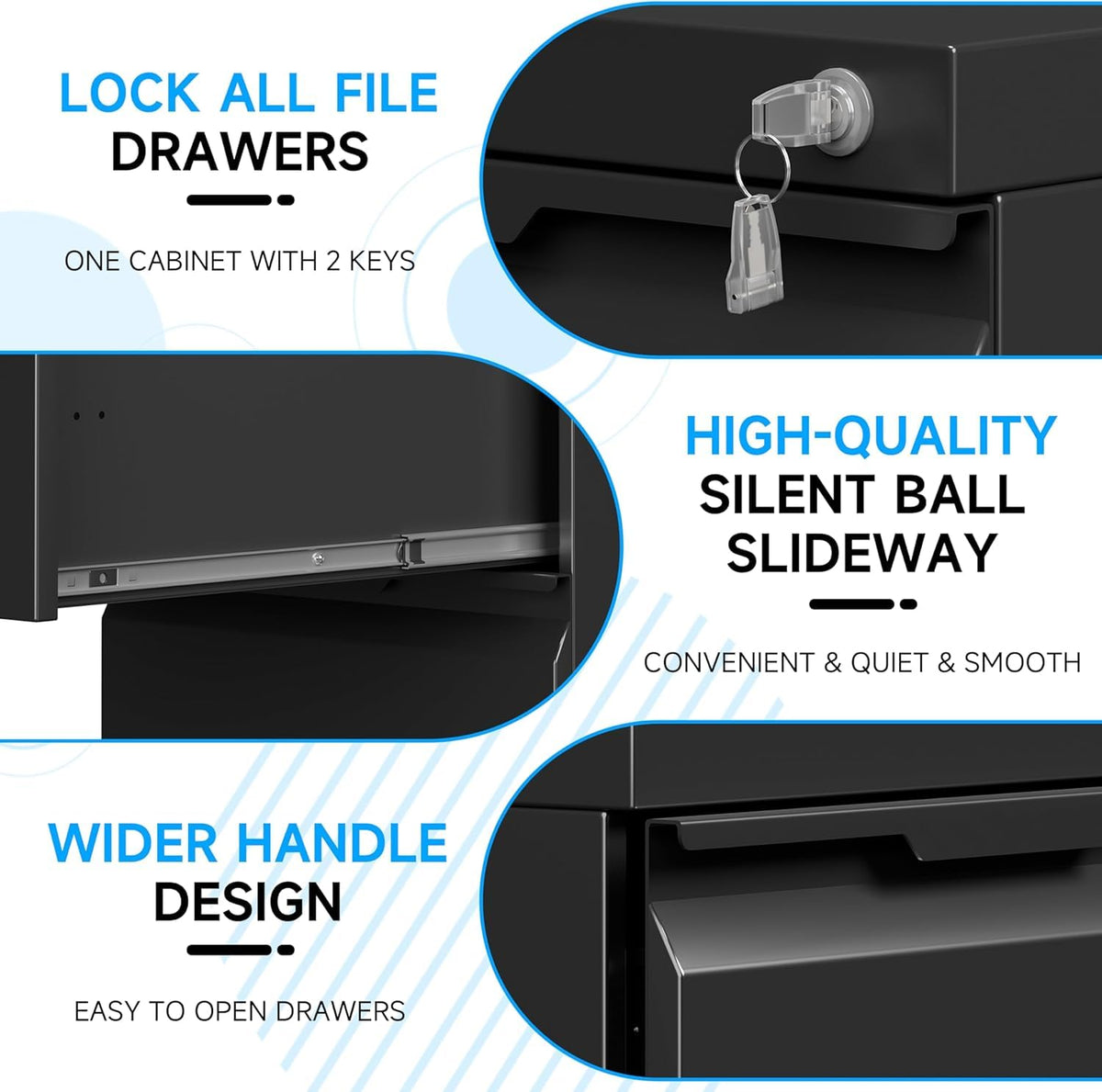 2 Drawer Mobile File Cabinet with Lock X914225