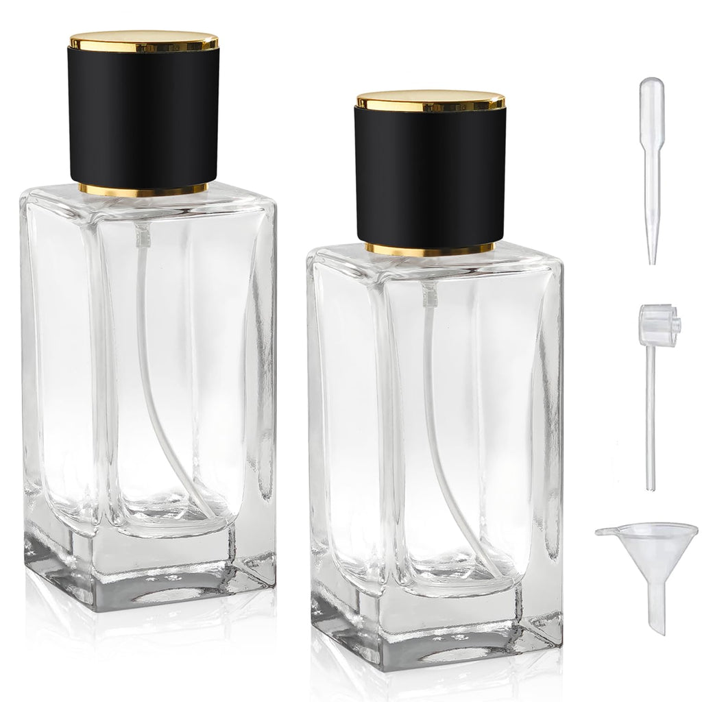 2 Pack 50ml Glass Spray Perfume Bottle Atomizer N945