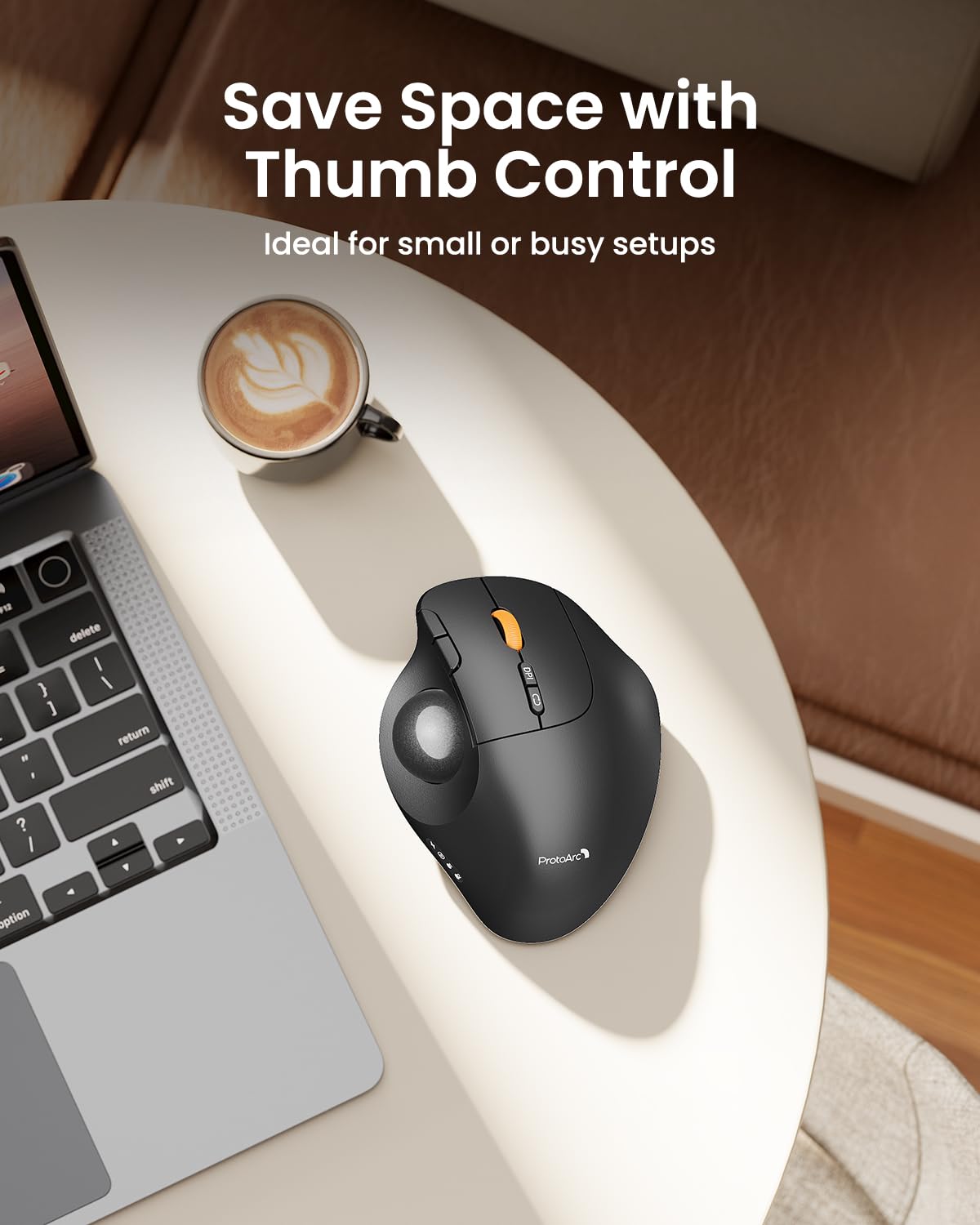 Wireless Trackball Mouse, Adjustable Angle, Gray N53796