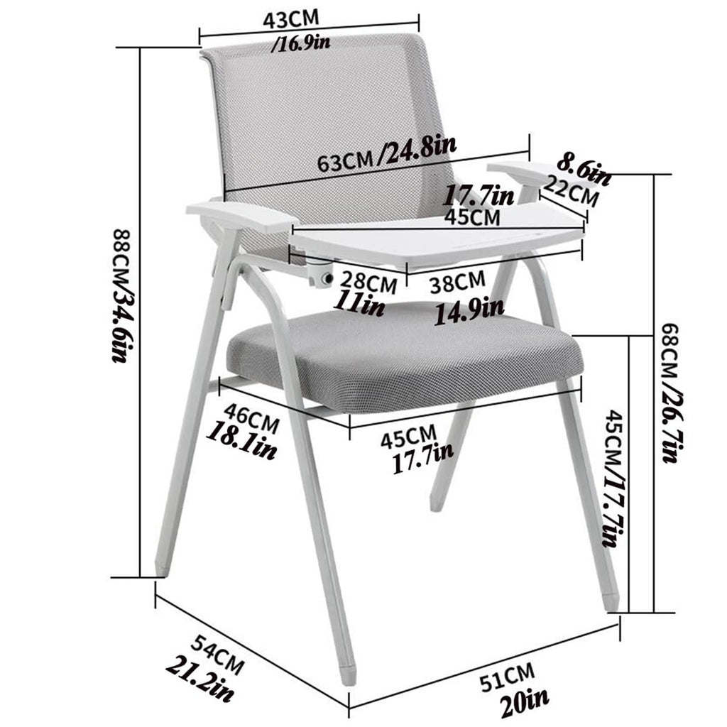 Orange Mesh Folding Office Chair with Writing Board E81460