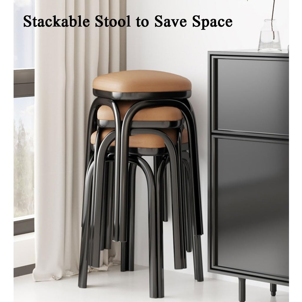 Light Grey Square Stacking Stools with Steel Legs W338