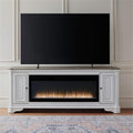 82 Inch Fireplace TV Console with Adjustable Shelves D6434