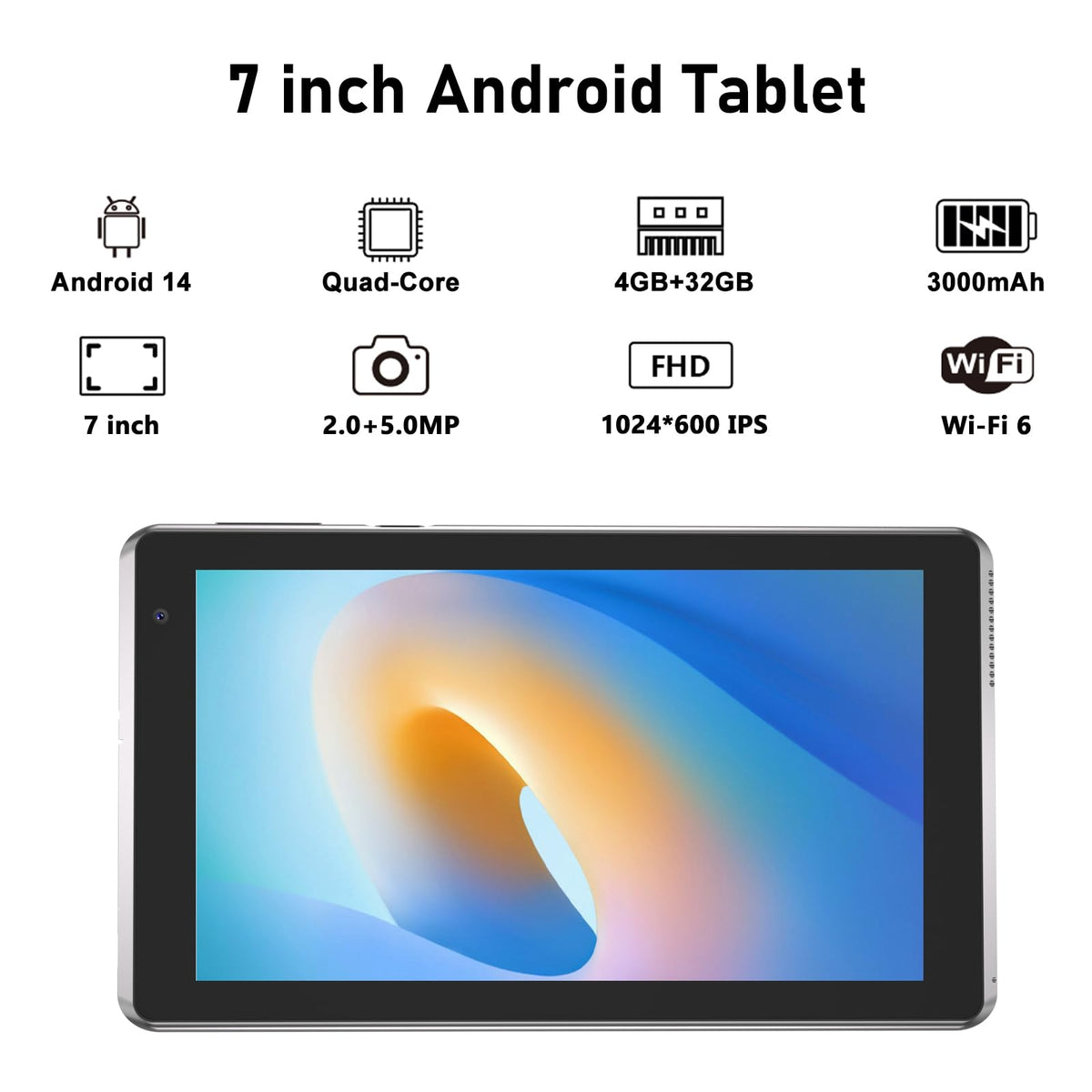 Android 15 Tablet 7 inch 8GB RAM 32GB ROM Quad-Core Tablet PC J9011