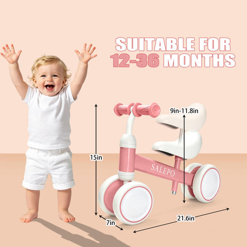 12-36 Month Baby Balance Bike with 4 Wheels & Soft Seat T729113