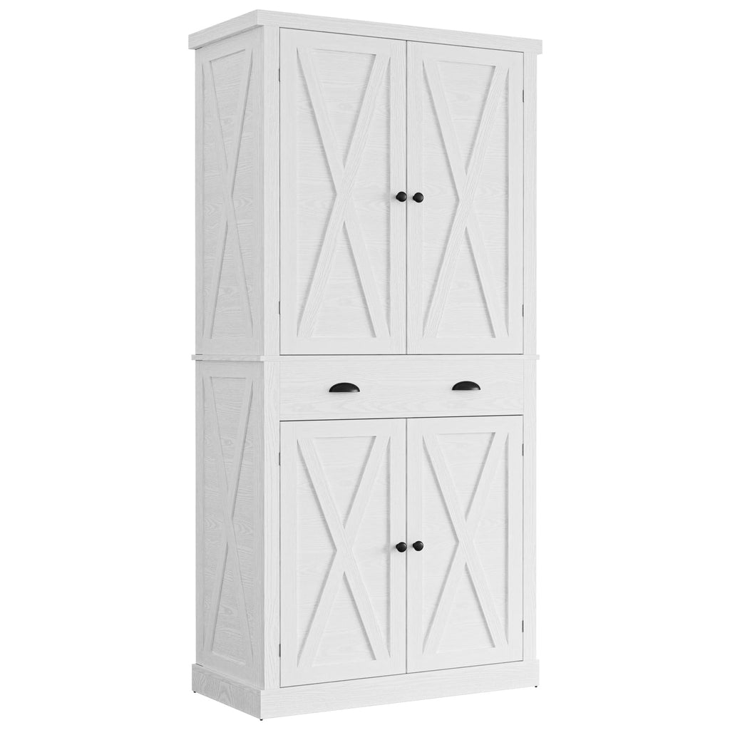 White Kitchen Pantry Storage Cabinet J77614