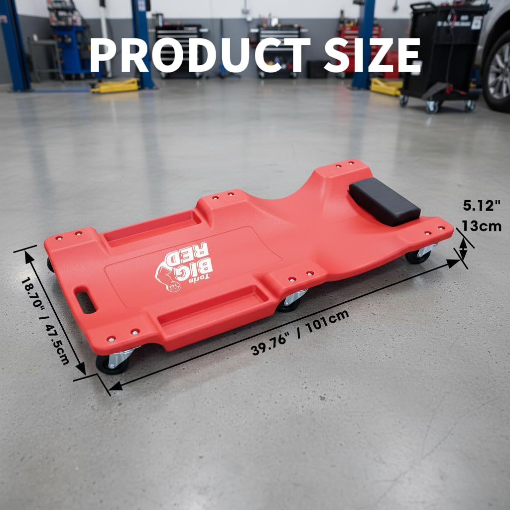 40" Plastic Rolling Creeper with Padded Headrest and 6 Casters B58362