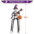 12 FT Halloween Inflatable Skeleton Wizard with Broom & Pumpkin B43903