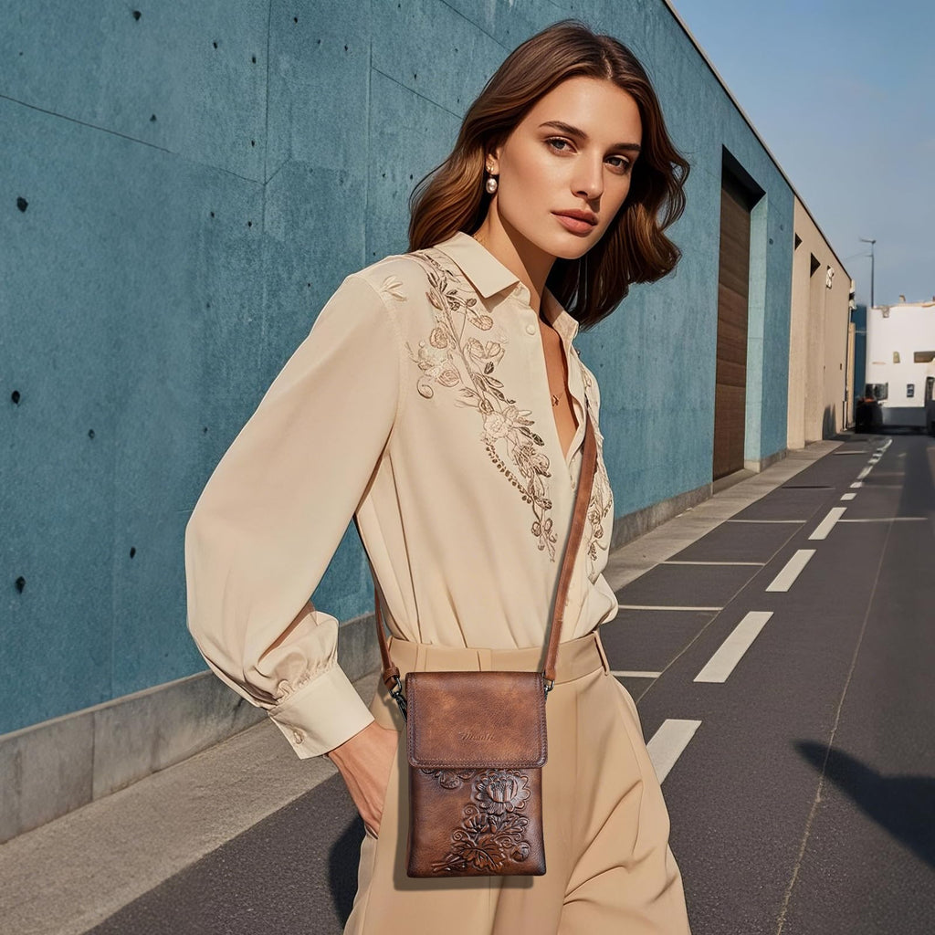 Small Embossed Flower Crossbody Bag Q226758