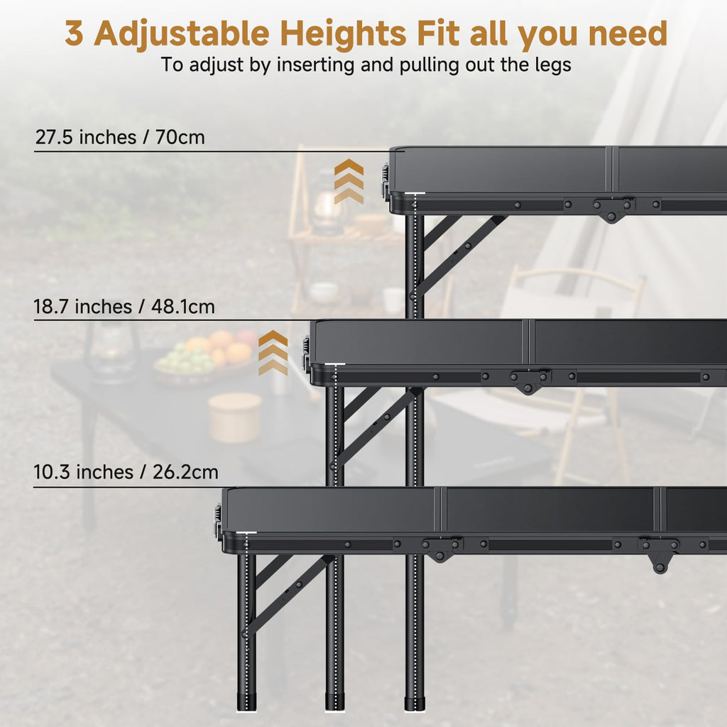 Folding Camping Table 3 Adjustable Height F301325