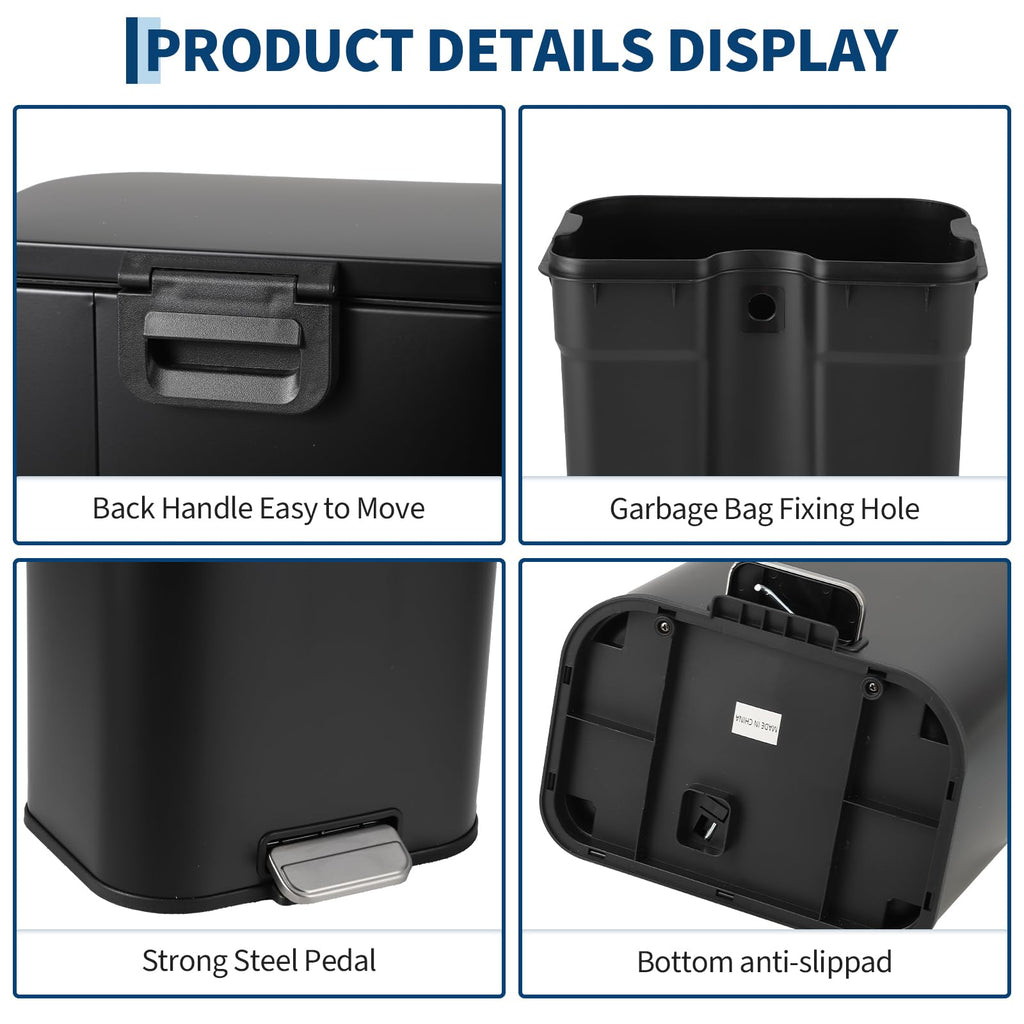 8 gal Stainless Steel Step Trash Can H96830