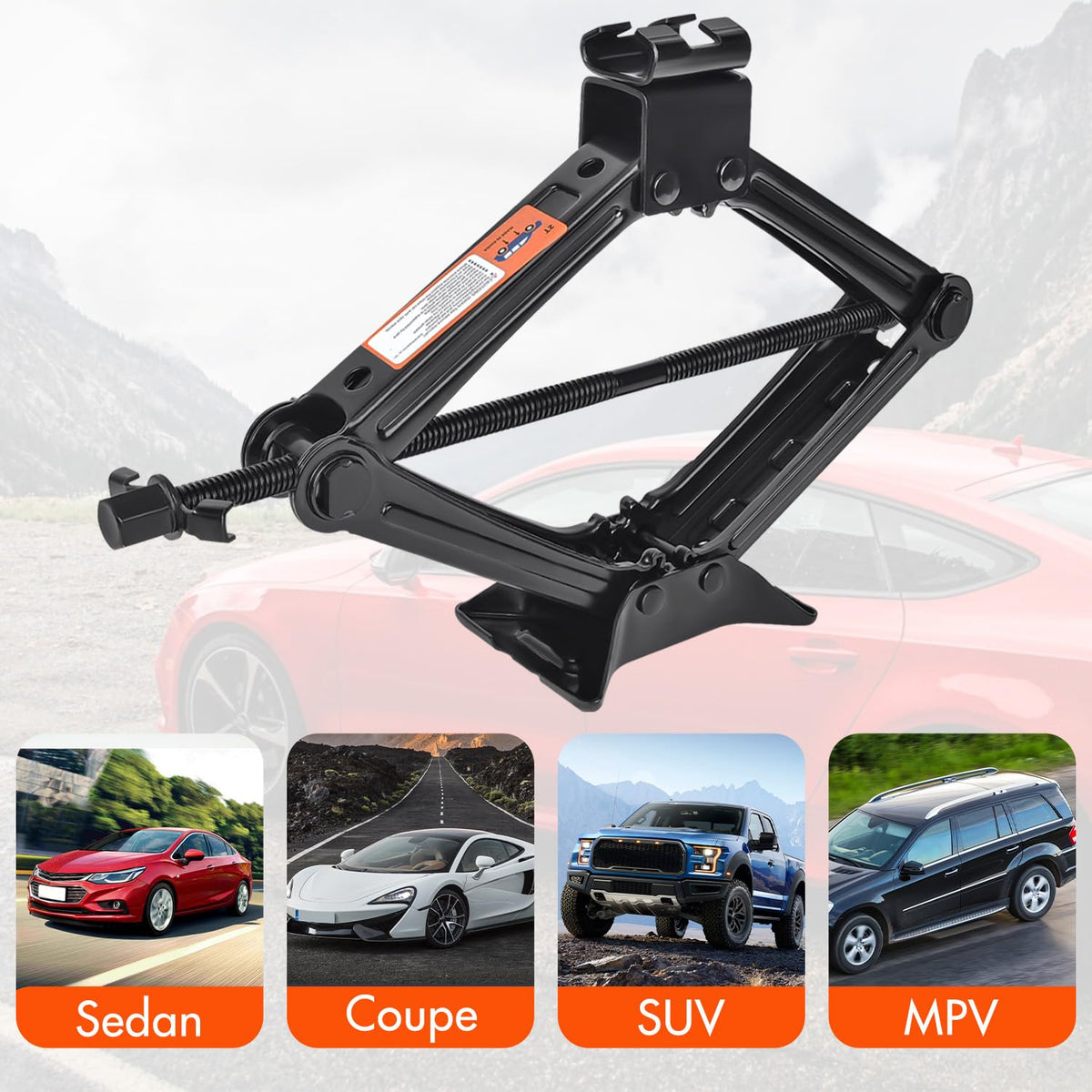 2 Ton Scissor Car Jack with Lug Wrench O95589