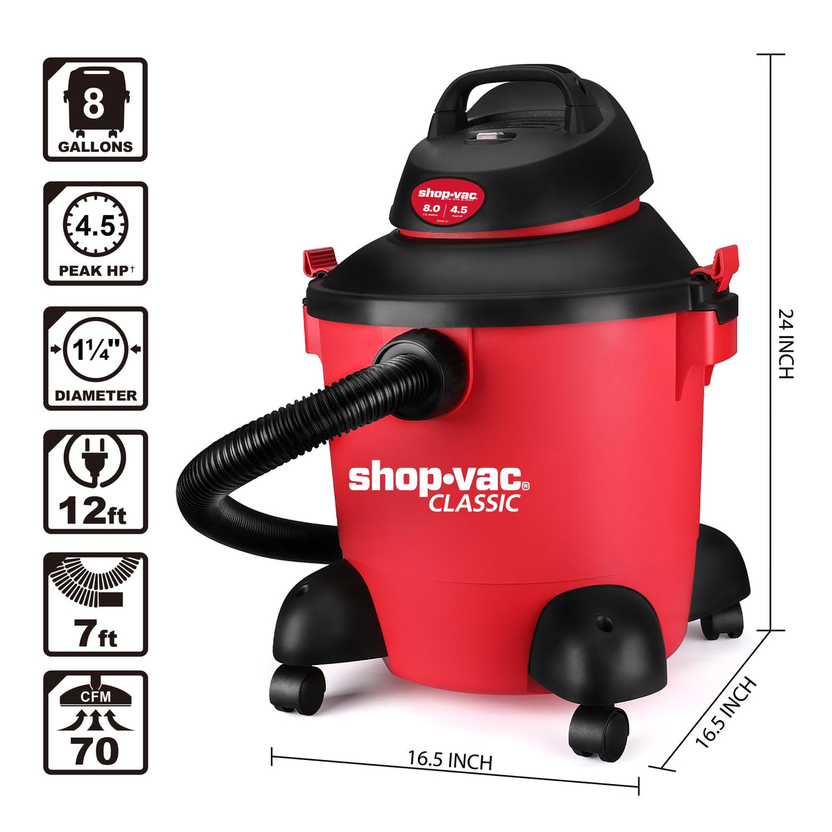 8 Gallon 4.5-Peak HP Wet/Dry Vacuum C545