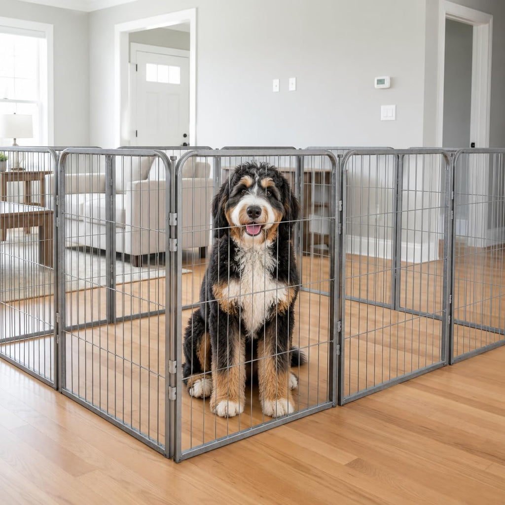 24 inch 16 Panels Heavy Duty Metal Portable Pet Playpen with Gate X88837