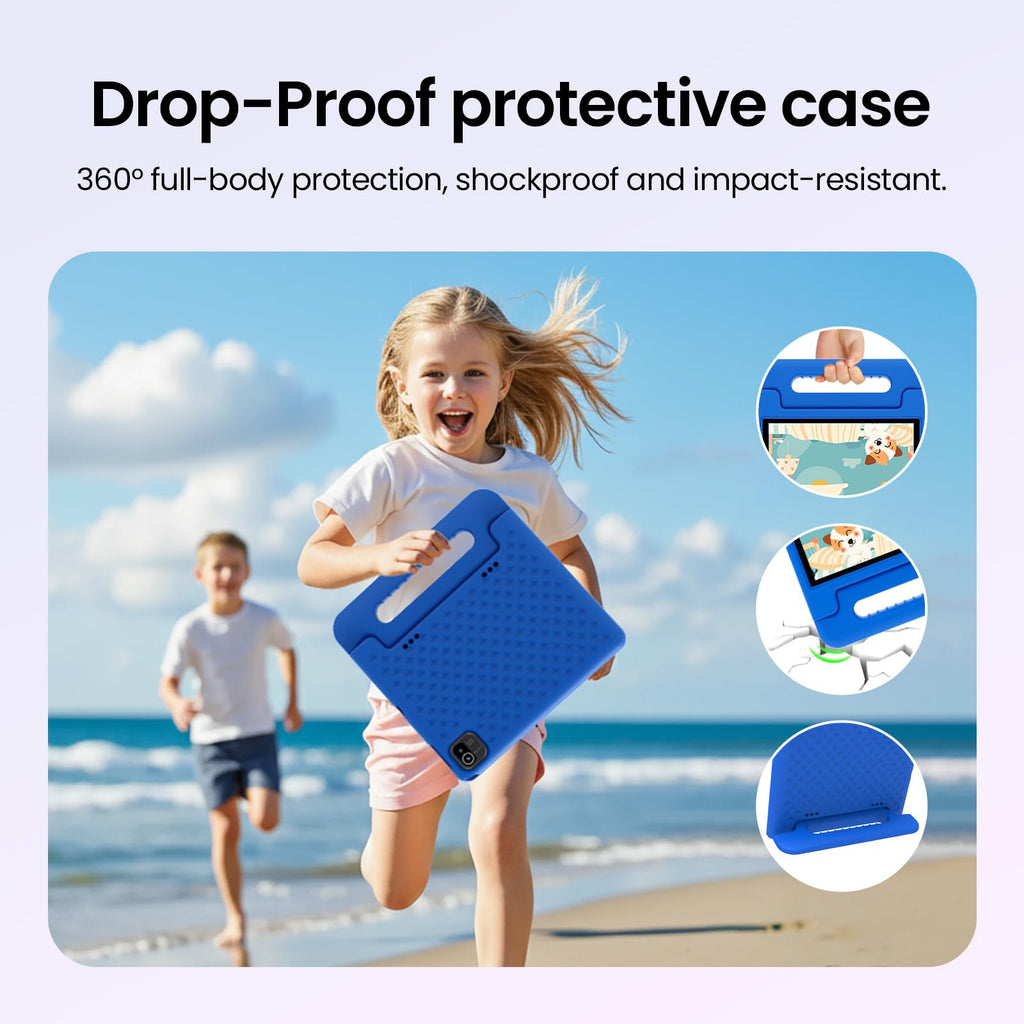 Android 16 Kids Tablet 10 Inch HD Display 8GB RAM 64GB ROM Blue F219