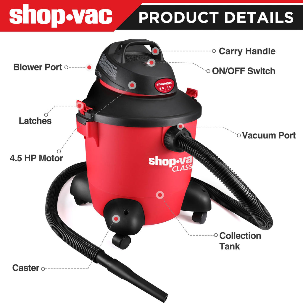 8 Gallon 4.5-Peak HP Wet/Dry Vacuum C545