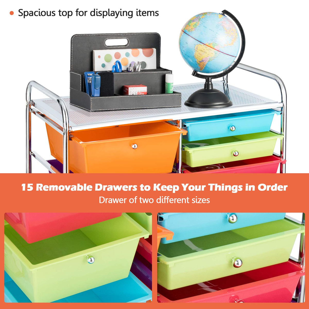 15 Drawer Rolling Storage Cart with 4 Wheels Q3530
