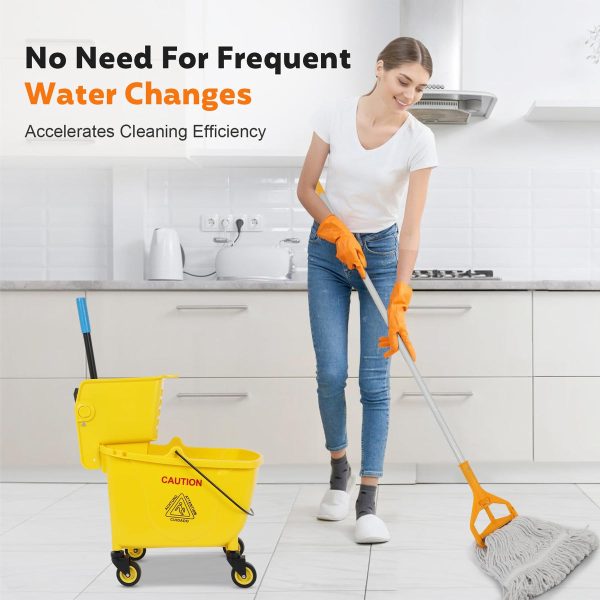 35 Qt Mop Bucket with Side Press Wringer on Wheels D897495