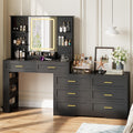 Black Makeup Vanity Desk with Mirror and Lights S33877