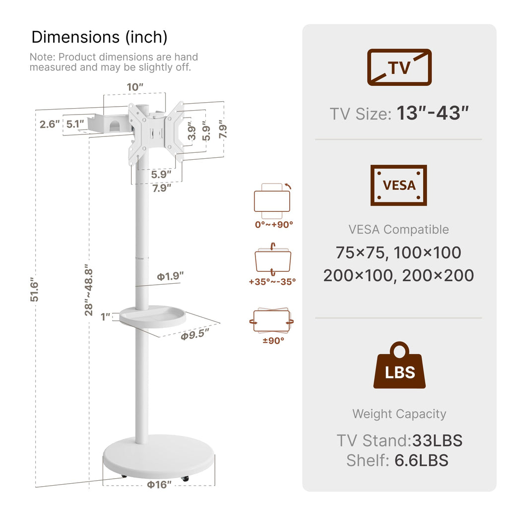 White Rolling TV Stand H2984