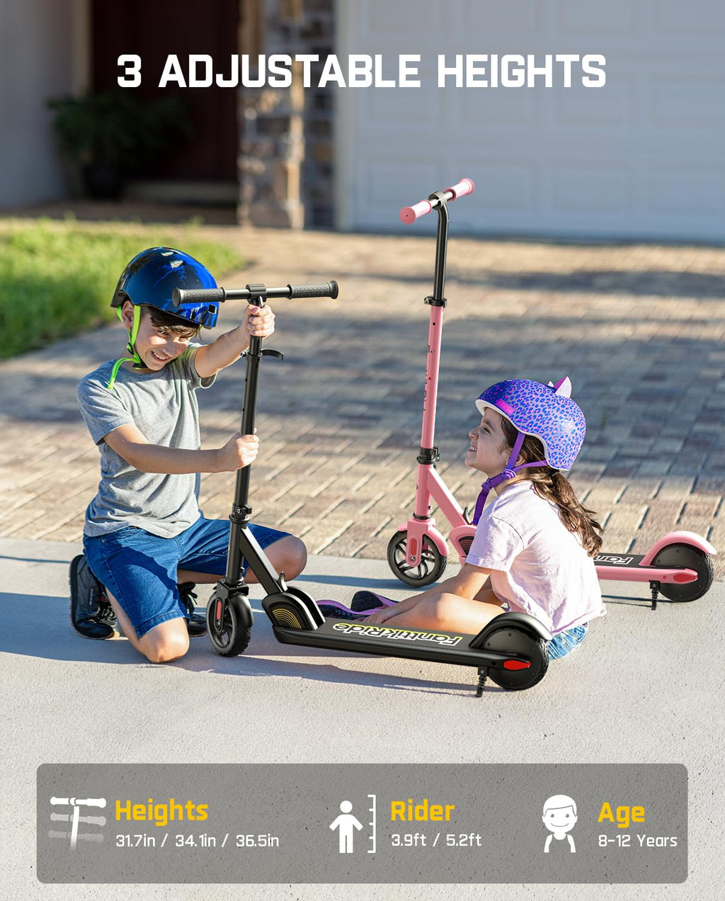 Kids Electric Scooter Foldable 3 Adjustable Heights O4168