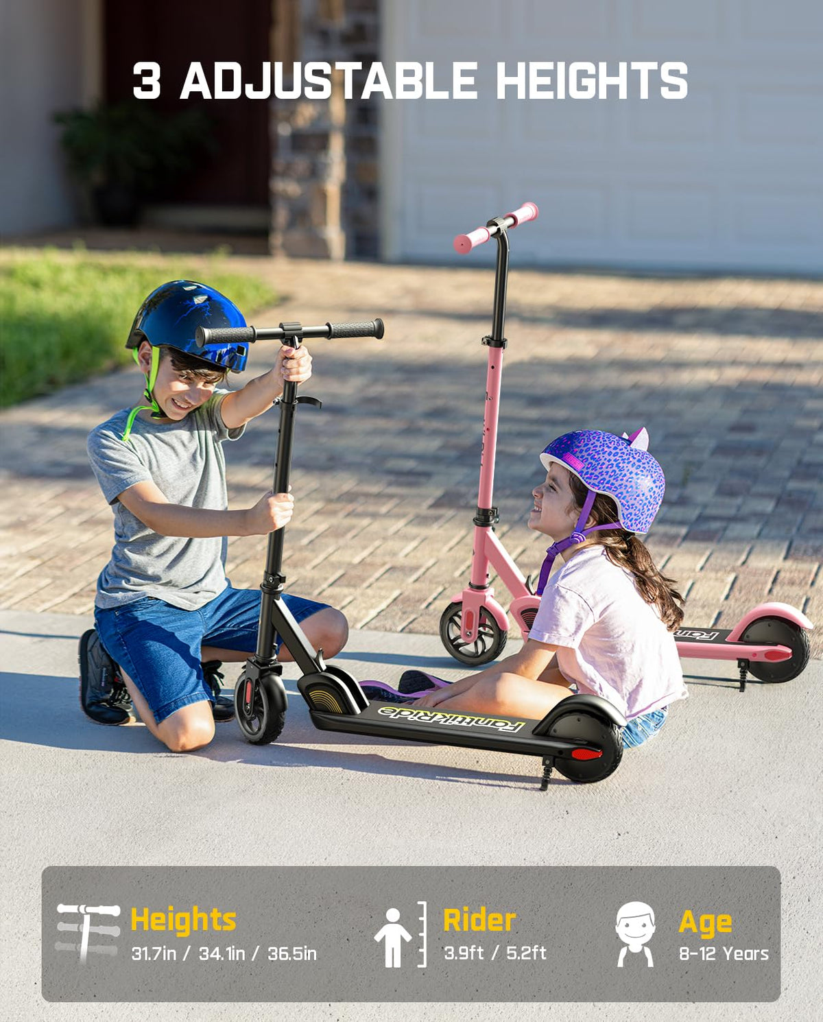 Kids Electric Scooter Foldable 3 Adjustable Heights O4168