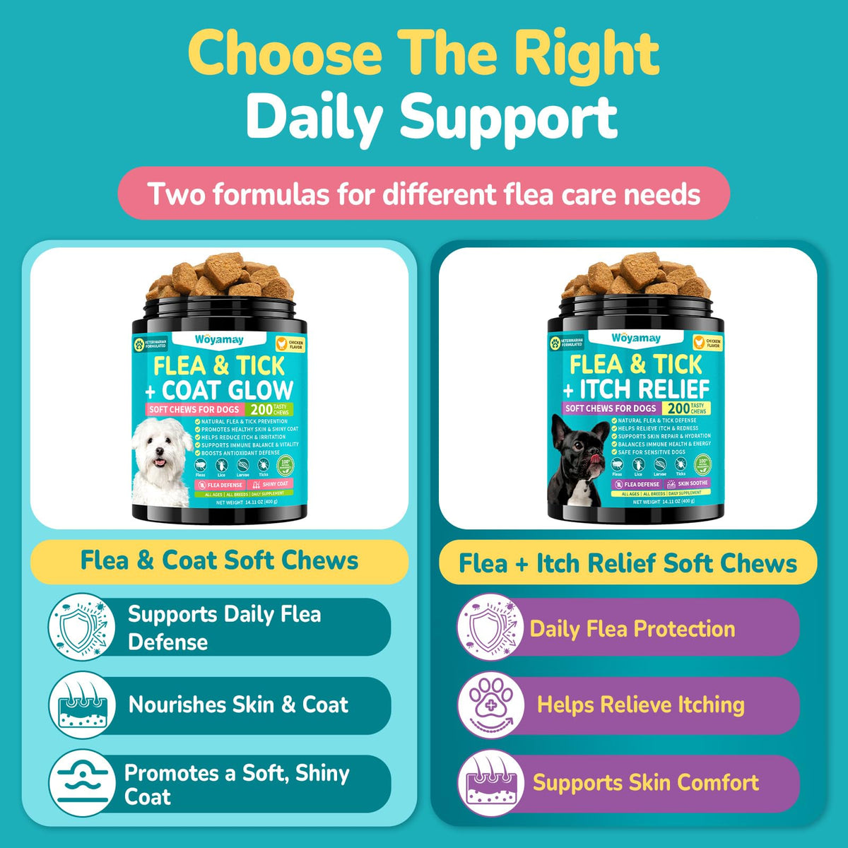Soft Chews Chicken Flavor Flea and Tick Prevention for Dogs C7150