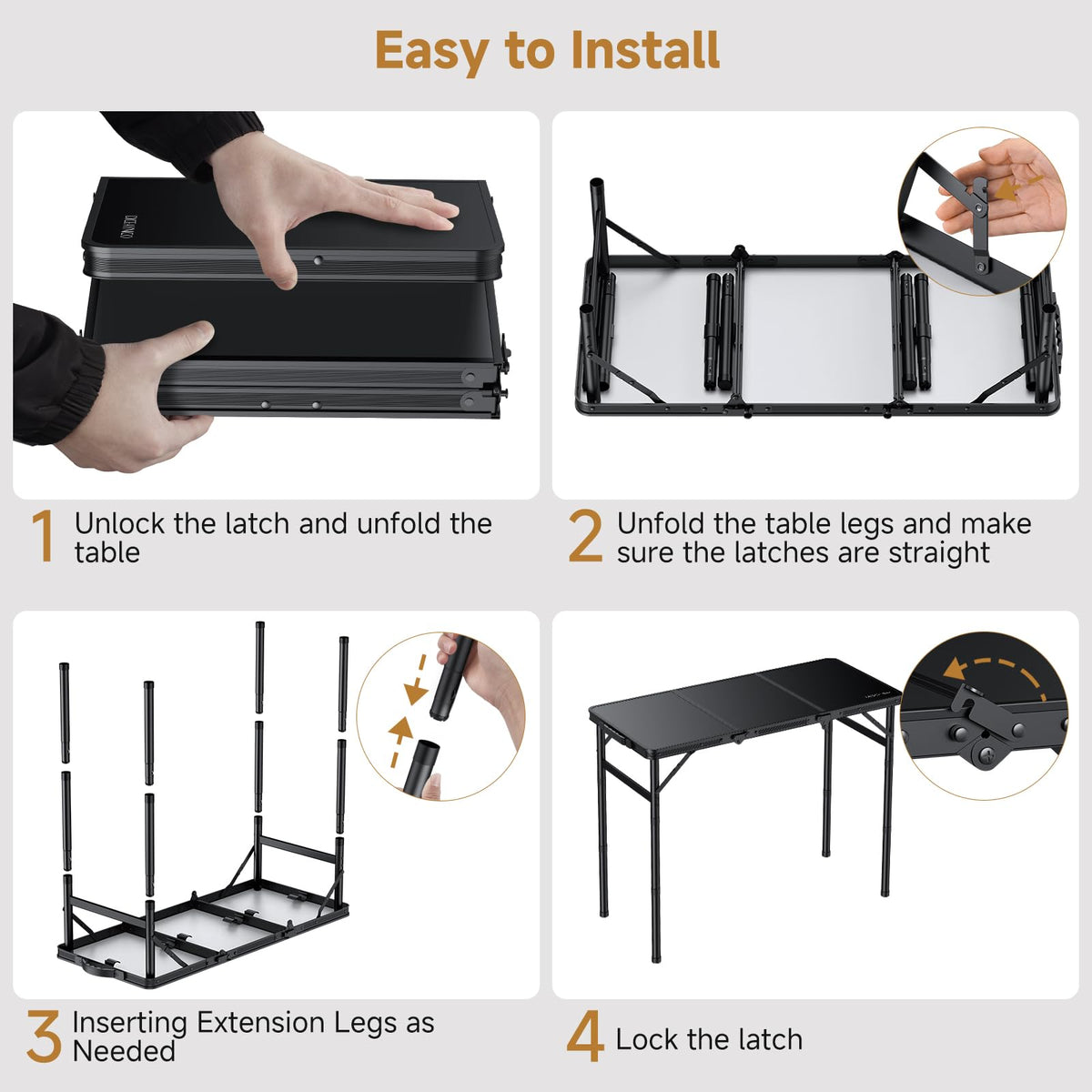 Folding Camping Table 3 Adjustable Height F301325