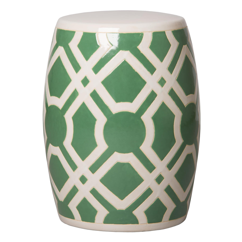 18 in. Glossy Glaze Meadow Green Round Ceramic Garden Stool Z8221
