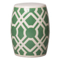 18 in. Glossy Glaze Meadow Green Round Ceramic Garden Stool Z8221