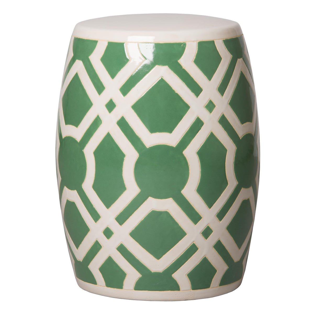 18 in. Glossy Glaze Meadow Green Round Ceramic Garden Stool Z8221