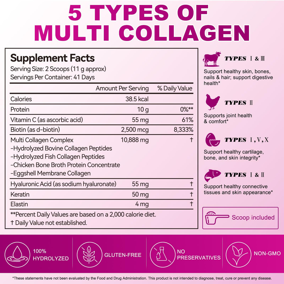 Unflavored Hydrolyzed Collagen Peptides Powder 16 oz H583155