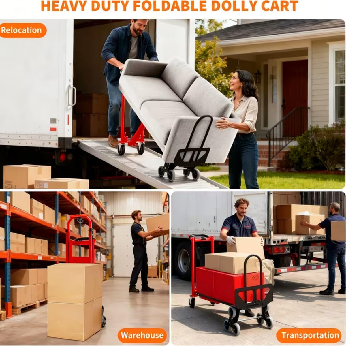 Heavy Duty 1000 LBS 4-in-1 Convertible Steel Hand Truck W16756