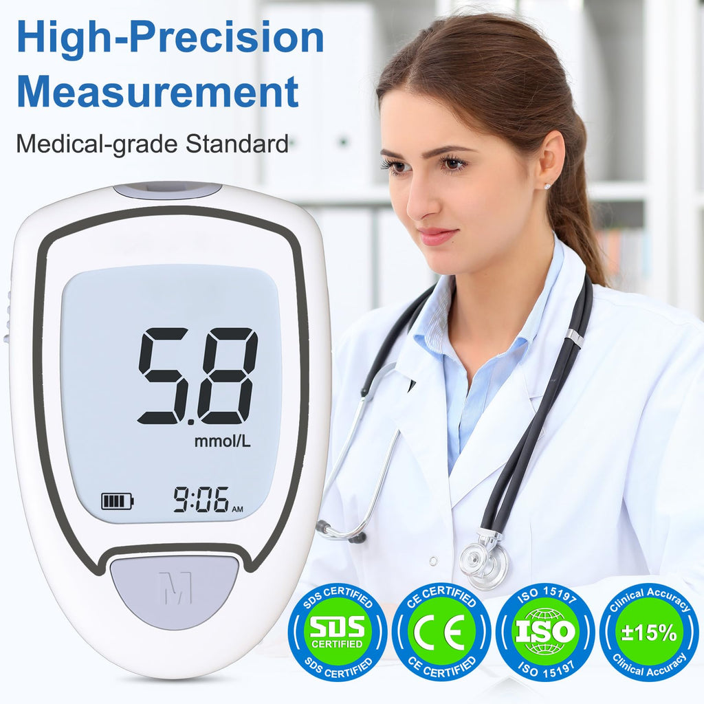 Blood Glucose Monitor Kit with 50 Test Strips & 50 Lancets P228