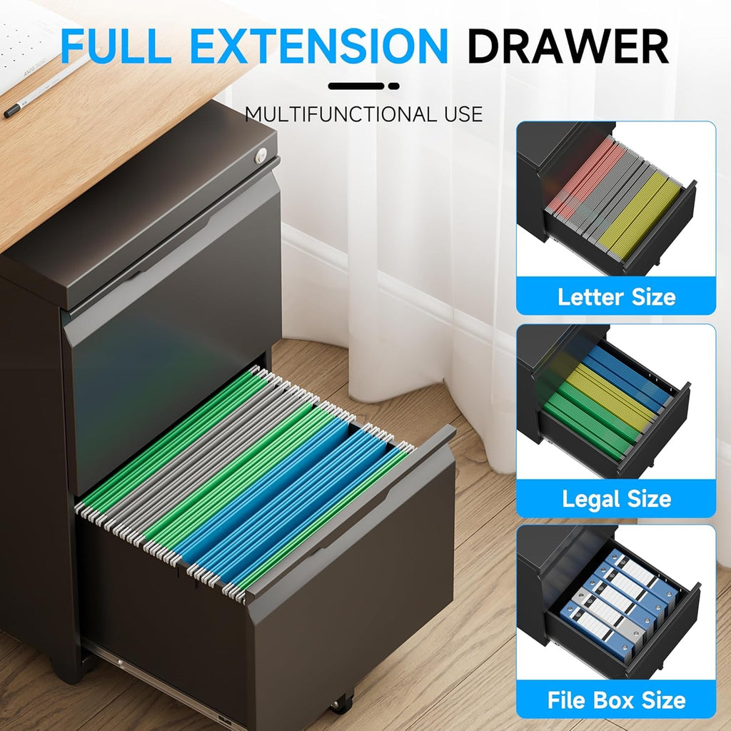 2 Drawer Mobile File Cabinet with Lock X914225
